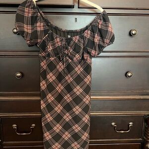 SO Women's Plaid Off-Shoulder Dress